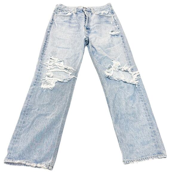 AGOLDE 90's Jean Style A069C-811 Light Wash Ripped Straight Leg Denim Size 28 - Picture 2 of 9